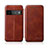 Leather Case Stands Flip Cover Holder H01D for Google Pixel 6 Pro 5G Brown