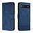 Leather Case Stands Flip Cover Holder H01X for Google Pixel 6a 5G Blue