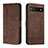 Leather Case Stands Flip Cover Holder H01X for Google Pixel 6a 5G Brown