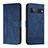 Leather Case Stands Flip Cover Holder H01X for Google Pixel 7 Pro 5G Blue