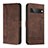 Leather Case Stands Flip Cover Holder H01X for Google Pixel 7 Pro 5G Brown