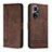 Leather Case Stands Flip Cover Holder H01X for Huawei Honor 50 Pro 5G Brown