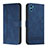 Leather Case Stands Flip Cover Holder H01X for Motorola Moto E22S Blue