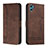 Leather Case Stands Flip Cover Holder H01X for Motorola Moto E22S Brown