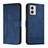 Leather Case Stands Flip Cover Holder H01X for Motorola Moto G53 5G Blue