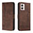 Leather Case Stands Flip Cover Holder H01X for Motorola Moto G53 5G Brown