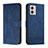 Leather Case Stands Flip Cover Holder H01X for Motorola Moto G53j 5G Blue
