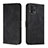 Leather Case Stands Flip Cover Holder H01X for Motorola Moto G72 Black