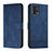 Leather Case Stands Flip Cover Holder H01X for Motorola Moto G72 Blue