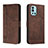 Leather Case Stands Flip Cover Holder H01X for OnePlus 9R 5G Brown