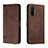 Leather Case Stands Flip Cover Holder H01X for OnePlus Nord CE 5G Brown