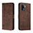 Leather Case Stands Flip Cover Holder H01X for Oppo Reno5 F Brown