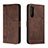 Leather Case Stands Flip Cover Holder H01X for Sony Xperia 5 III Brown