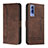 Leather Case Stands Flip Cover Holder H01X for Vivo iQOO U1 Brown