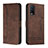 Leather Case Stands Flip Cover Holder H01X for Vivo Y12s Brown