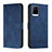 Leather Case Stands Flip Cover Holder H01X for Vivo Y32 4G Blue