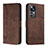 Leather Case Stands Flip Cover Holder H01X for Xiaomi Mi 12T 5G Brown