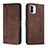 Leather Case Stands Flip Cover Holder H01X for Xiaomi Poco C50 Brown