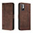 Leather Case Stands Flip Cover Holder H01X for Xiaomi POCO M3 Pro 5G Brown