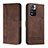 Leather Case Stands Flip Cover Holder H01X for Xiaomi Poco X4 NFC Brown