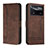 Leather Case Stands Flip Cover Holder H01X for Xiaomi Poco X4 Pro 5G Brown