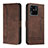 Leather Case Stands Flip Cover Holder H01X for Xiaomi Redmi 10 India Brown