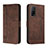 Leather Case Stands Flip Cover Holder H01X for Xiaomi Redmi K30S 5G Brown