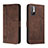 Leather Case Stands Flip Cover Holder H01X for Xiaomi Redmi Note 10 5G Brown