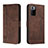 Leather Case Stands Flip Cover Holder H01X for Xiaomi Redmi Note 10 Pro 5G Brown