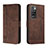 Leather Case Stands Flip Cover Holder H01X for Xiaomi Redmi Note 11 4G (2021) Brown