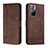 Leather Case Stands Flip Cover Holder H01X for Xiaomi Redmi Note 11 5G Brown