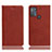 Leather Case Stands Flip Cover Holder H02P for Motorola Moto G50 Brown