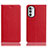 Leather Case Stands Flip Cover Holder H02P for Motorola MOTO G52 Red