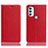 Leather Case Stands Flip Cover Holder H02P for Motorola Moto G71 5G Red