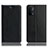 Leather Case Stands Flip Cover Holder H02P for OnePlus Nord N200 5G Black