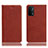 Leather Case Stands Flip Cover Holder H02P for Oppo A54 5G Brown