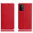 Leather Case Stands Flip Cover Holder H02P for Oppo A74 5G Red