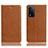 Leather Case Stands Flip Cover Holder H02P for Oppo A93s 5G Light Brown