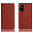 Leather Case Stands Flip Cover Holder H02P for Oppo A94 5G Brown