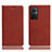 Leather Case Stands Flip Cover Holder H02P for Oppo A96 5G Brown