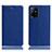 Leather Case Stands Flip Cover Holder H02P for Oppo F19 Pro+ Plus 5G Blue