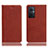 Leather Case Stands Flip Cover Holder H02P for Oppo F21 Pro 5G Brown
