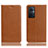 Leather Case Stands Flip Cover Holder H02P for Oppo F21 Pro 5G Light Brown