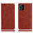 Leather Case Stands Flip Cover Holder H02P for Oppo Find X3 Pro 5G Brown