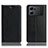Leather Case Stands Flip Cover Holder H02P for Oppo K10 5G Black