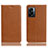 Leather Case Stands Flip Cover Holder H02P for Oppo K10 5G India Light Brown