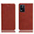 Leather Case Stands Flip Cover Holder H02P for Oppo K9X 5G Brown