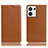 Leather Case Stands Flip Cover Holder H02P for Oppo Reno9 Pro 5G Light Brown