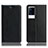 Leather Case Stands Flip Cover Holder H02P for Vivo iQOO 8 5G Black