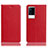 Leather Case Stands Flip Cover Holder H02P for Vivo iQOO 8 Pro 5G Red